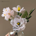 Grace Blush Glass Bouquet – Hydrangea, Freesia, Carnation & Leaf Branch