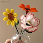 Sunny Trio Glass Bouquet – Carnation, Daisy & Sunflower