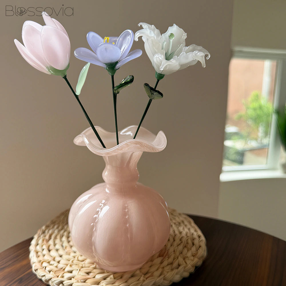 Grace Trio Glass Bouquet – Tulip, Lily & Freesia