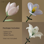 Grace Trio Glass Bouquet – Tulip, Lily & Freesia