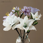White Lavender Glass Bouquet – Orchid, Lily, Camellia, Magnolia, Morning Glory & Hydrangea