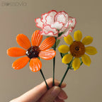 Sunny Trio Glass Bouquet – Carnation, Daisy & Sunflower