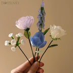 Pastel Mix Glass Bouquet – Ranunculus, Tulip, Hyacinth, White Rose & Baby's Breath