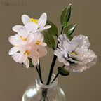 Grace Blush Glass Bouquet – Hydrangea, Freesia, Carnation & Leaf Branch