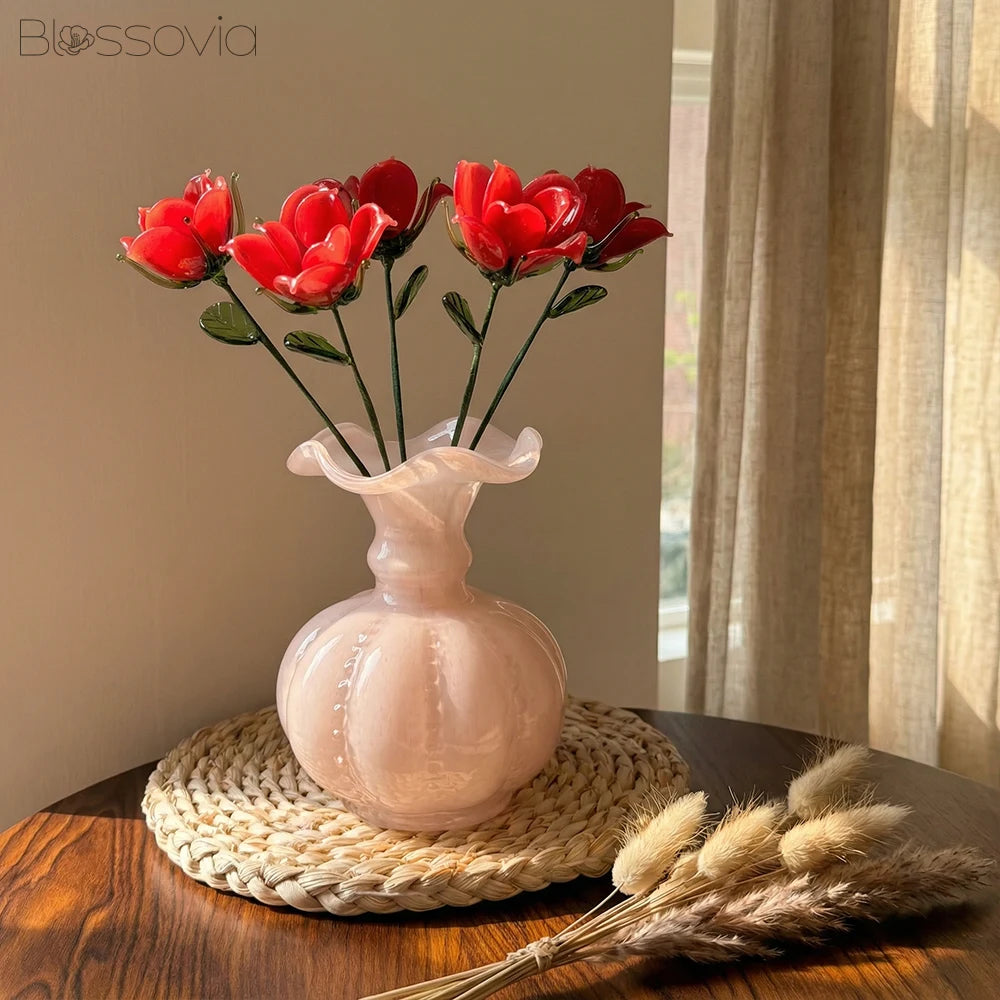 Handmade Glass Open Cup Rose