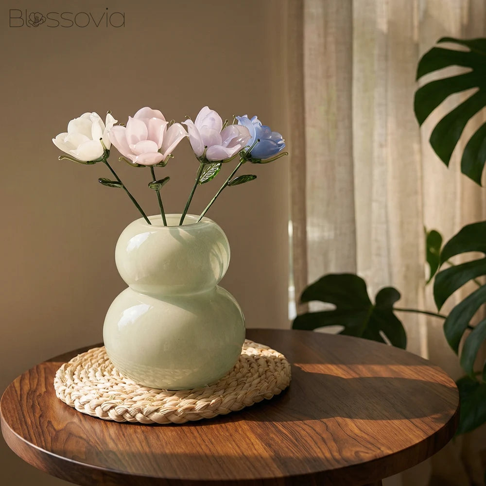 Handmade Glass Open Cup Rose
