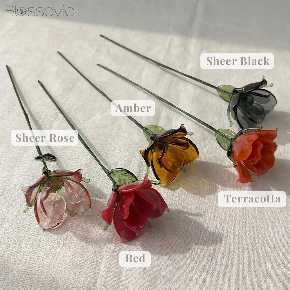 Handmade Glass Open Cup Rose