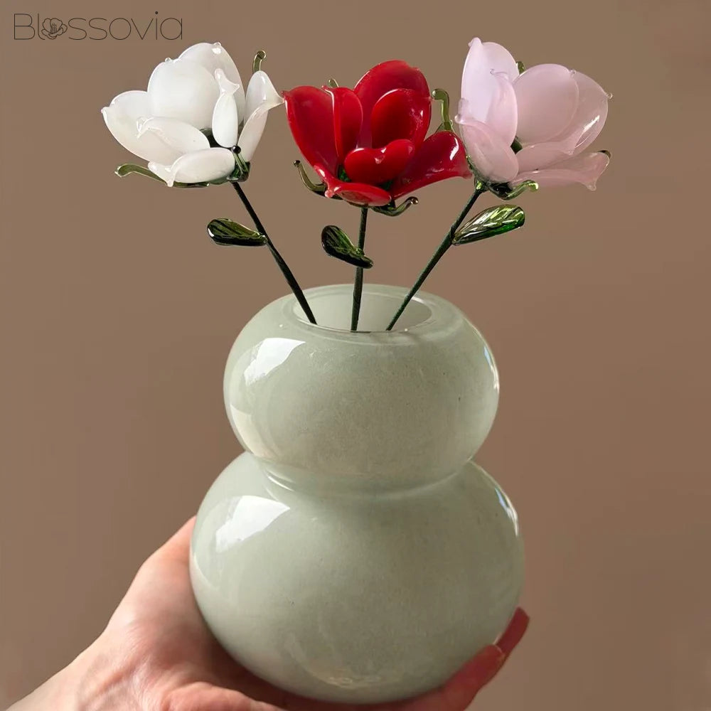 Handmade Glass Open Cup Rose