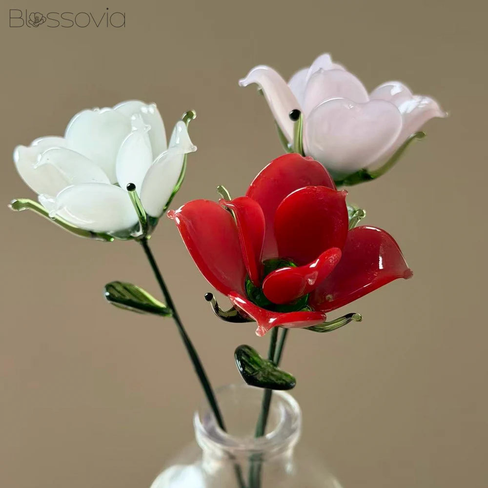 Handmade Glass Open Cup Rose