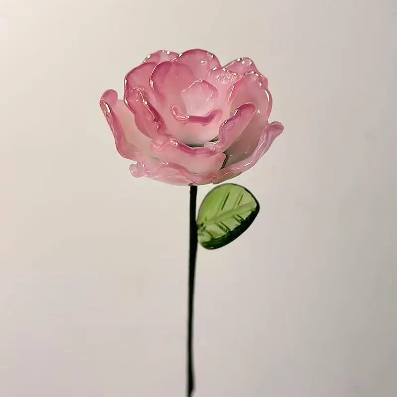 Blossovia handmade glass rose for anniversary and personalized gifts, eternal lampwork glass bloom