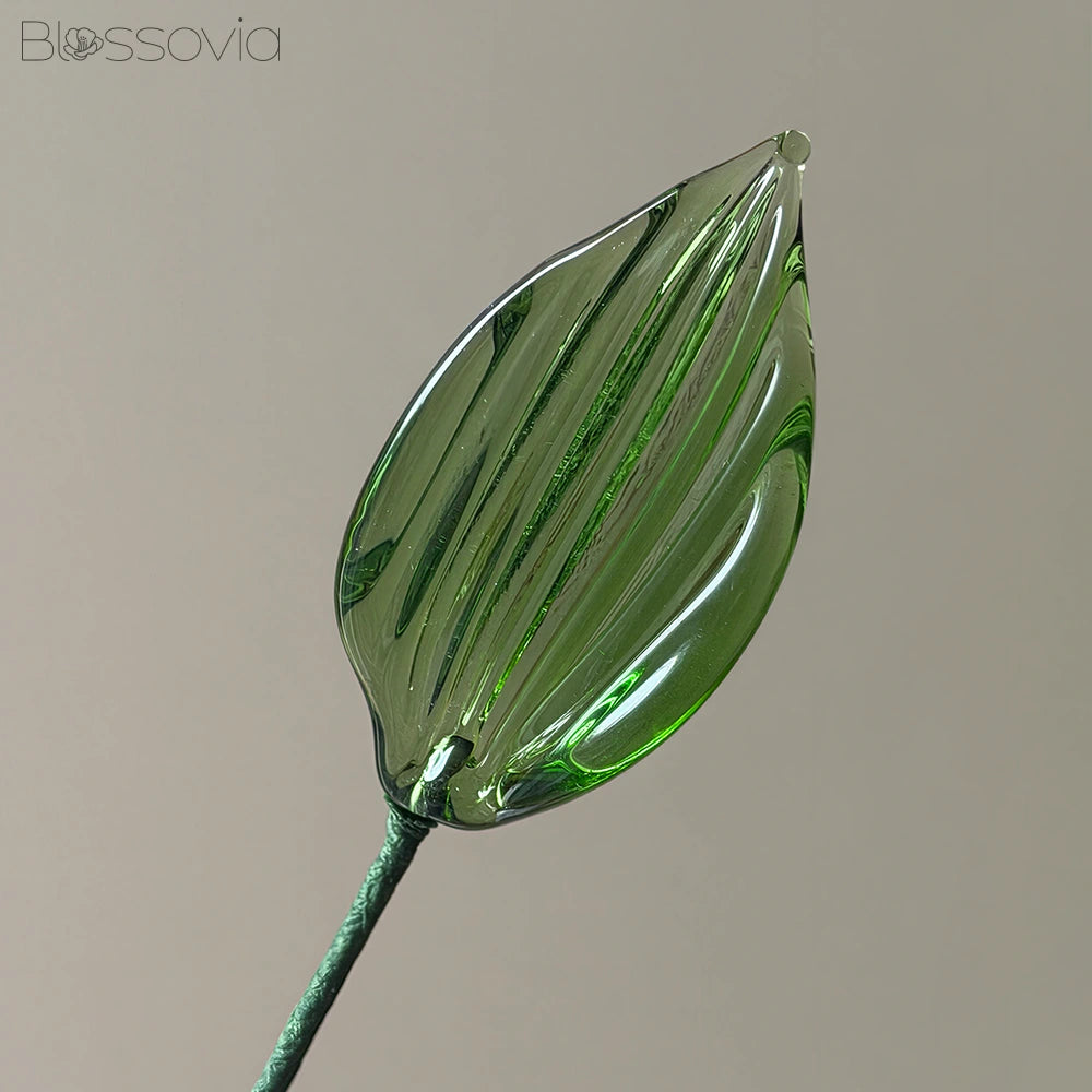 Handmade Ribbed Glass Leaf