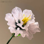 Blossovia handmade glass peony flower, blush pink petals with yellow center, November birth flower
