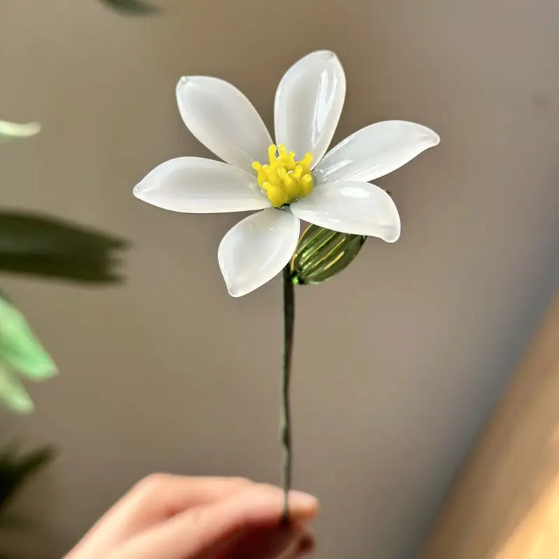 Blossovia single stem handmade glass birth flower, custom minimalist glass bloom, single stem custom glass flowers