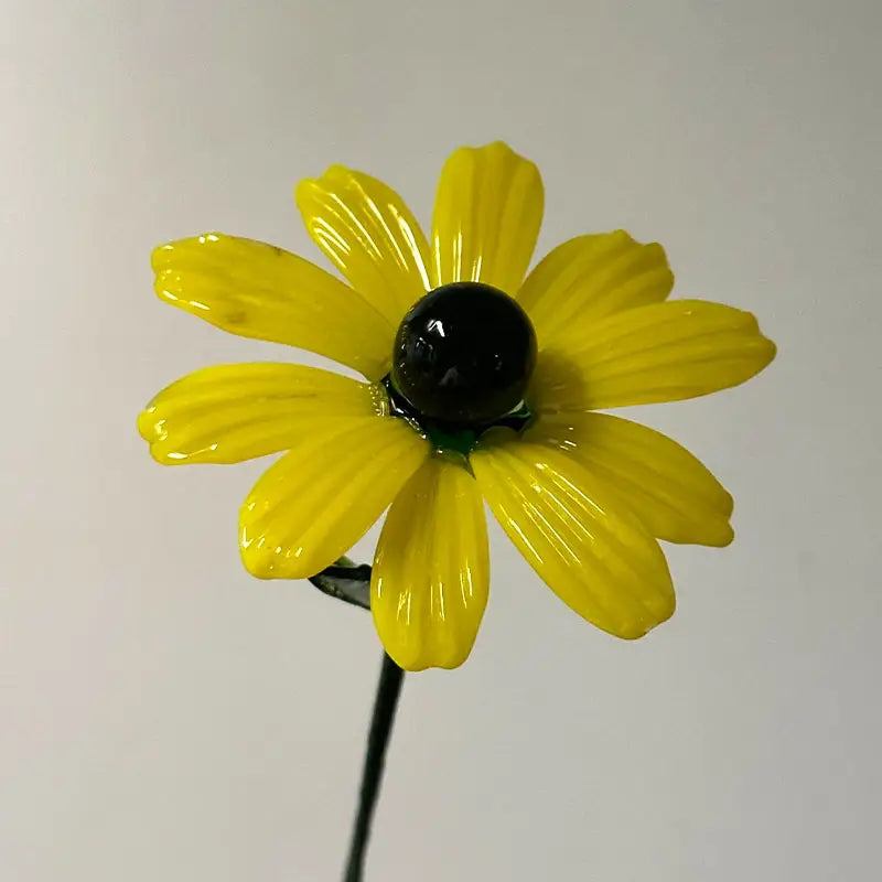 Handcrafted single stem black eyed susan glass flower, custom birthday keepsake gift